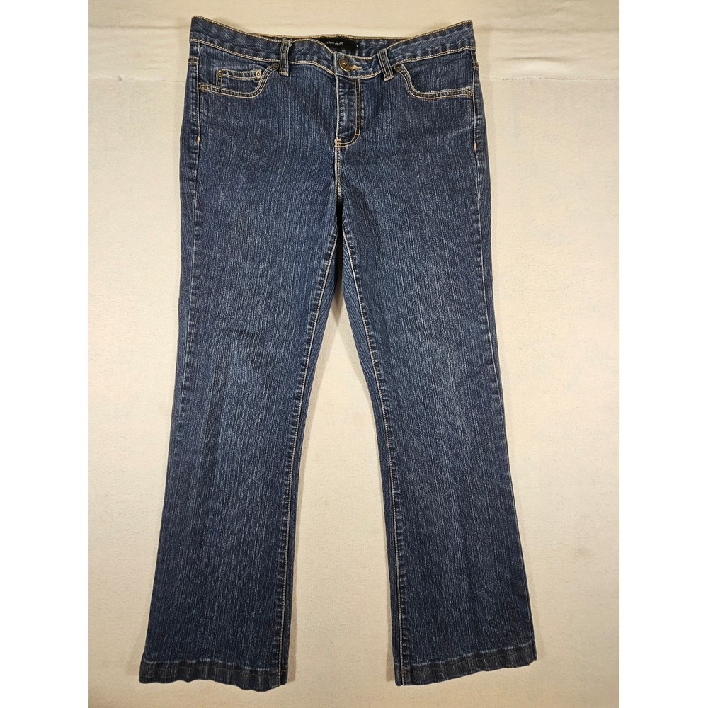 Calvin Klein Jeans Womens Size 12 Flare Leg Dark Wash Denim Blue Jeans RN36009